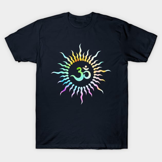 Colorful Om Rays T-Shirt by MCAshe spiritual art 